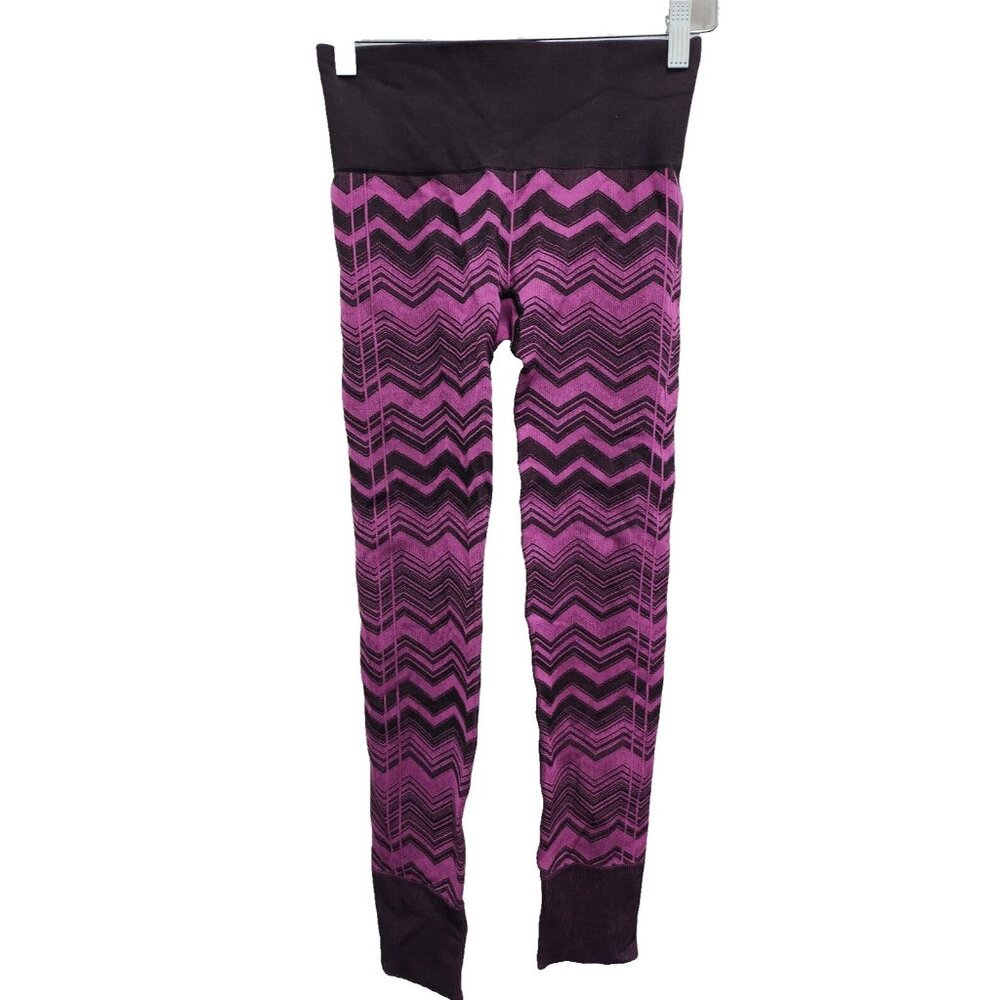 Lululemon Womens Ebb To Street Pants Leggings 4 Purple Black Chevron Athletic